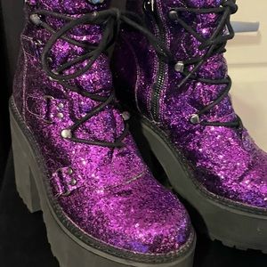 Killstar Broom Rider boots purple glitter 7